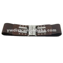 Wide Rhinestones Buckle Elastic Belt